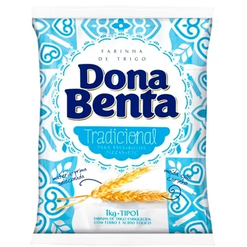 Farinha de Trigo Dona Benta Tradicional 1kg - Embalagem Plástica com 10 Unidades